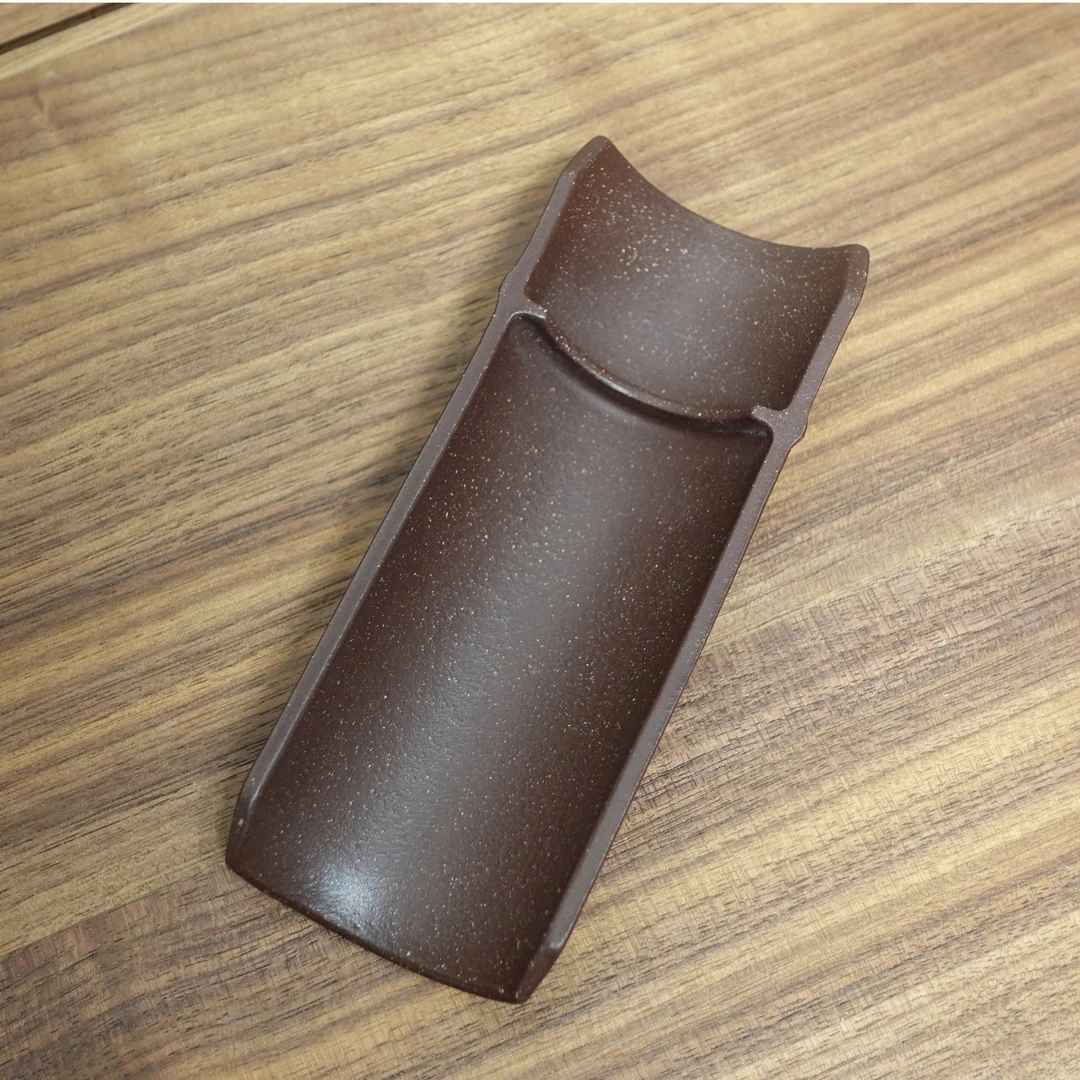 【紫泥竹茶荷】紫砂赏茶盒茶道零配