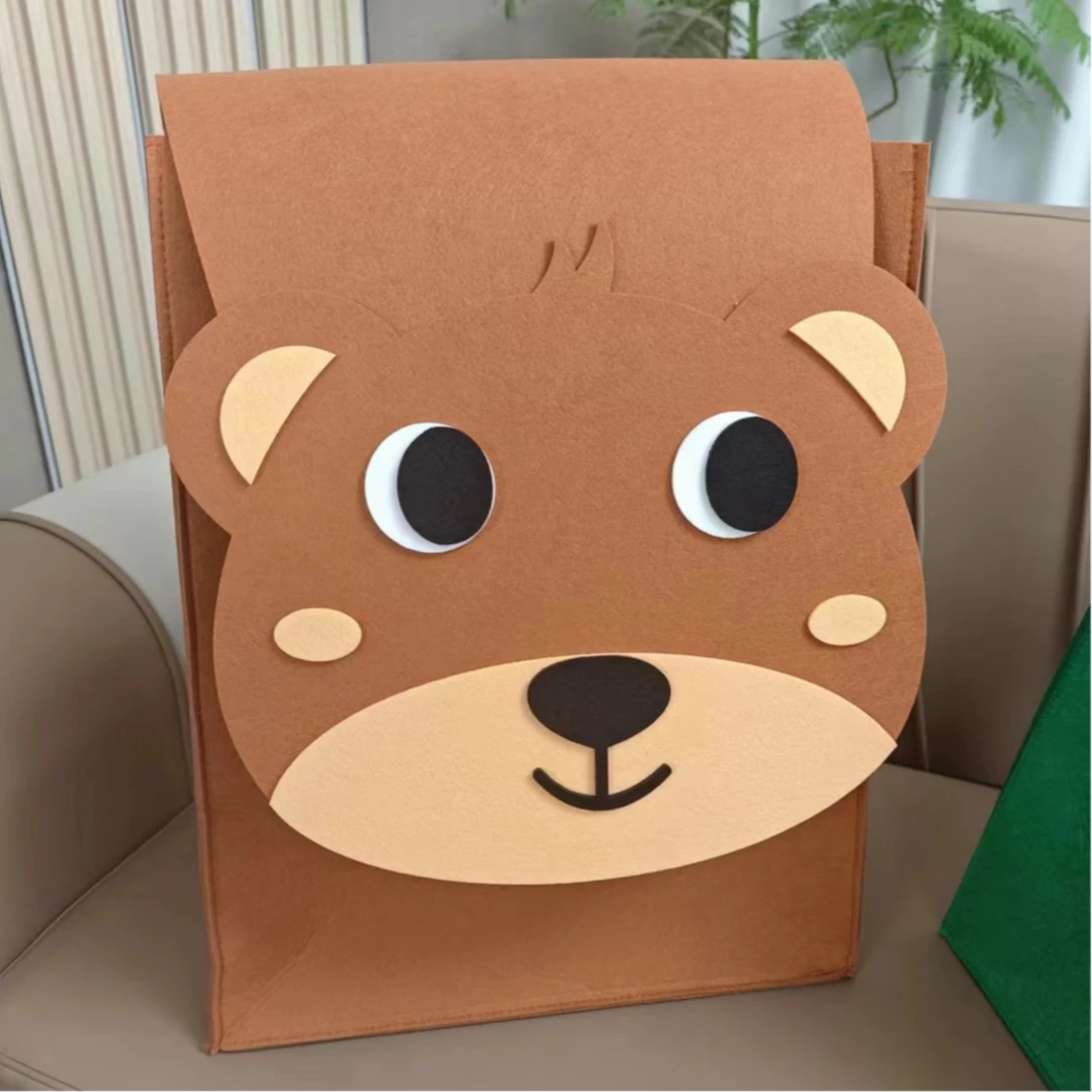 卡通大号毛毡收纳桶玩具零食桶衣物脏衣篓居家大容量可折叠储物筐