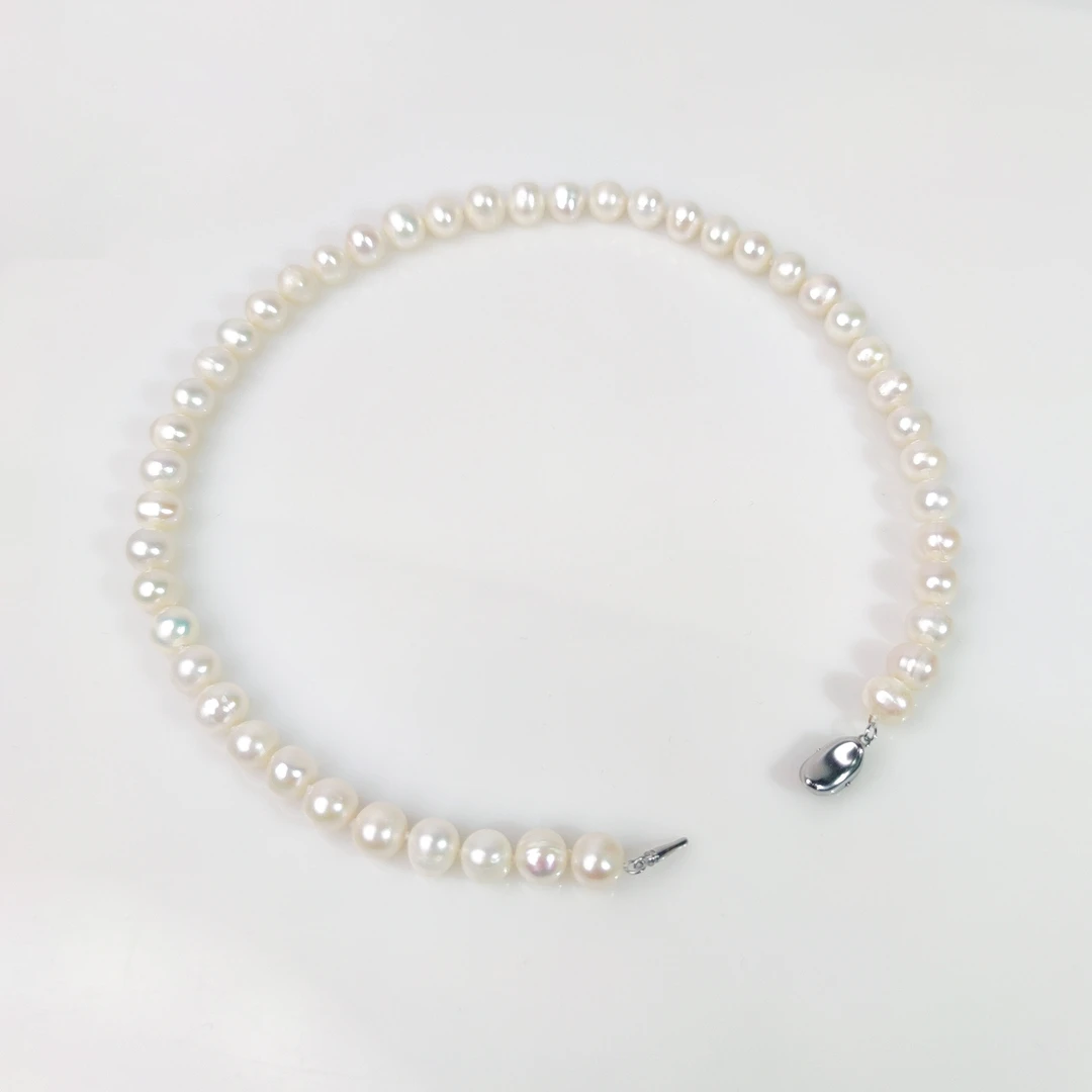 【妈妈链】9-10mm天然淡水珍珠元宝扣珍珠项链0628