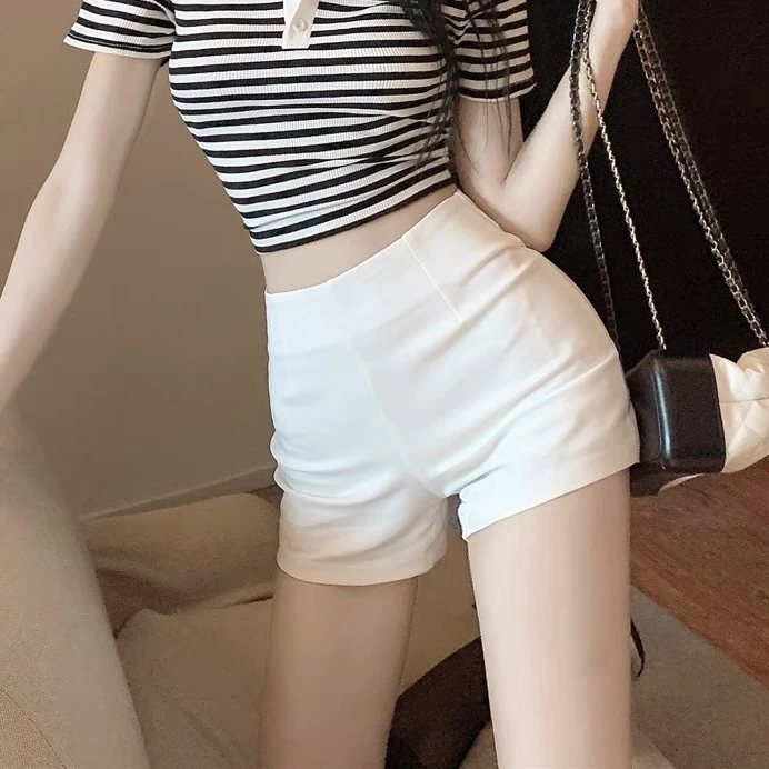 下半身失踪跳舞短裤女高腰显瘦a字夏季包臀白色打底紧身辣妹热裤