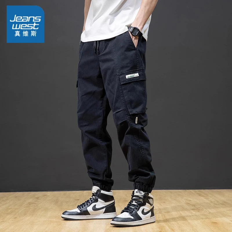 Jeanswest/真维斯工装休闲裤男士潮牌痞帅宽松大码日系机能束脚裤