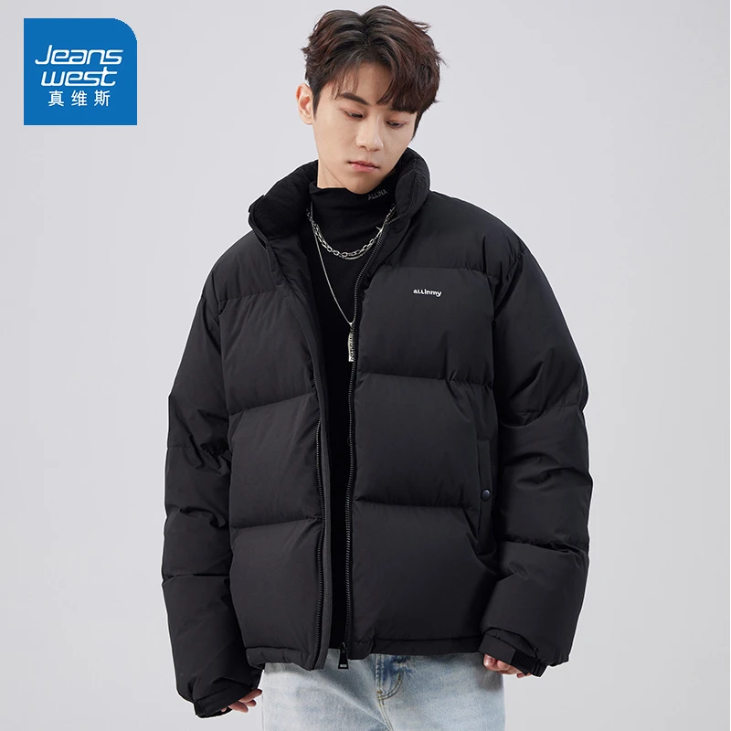 真维斯新款冬季新款黑色立领棉服男士短款立领宽松百搭潮流外套男