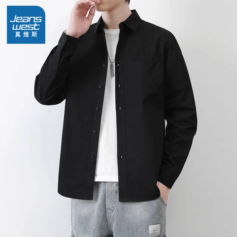 真维斯男士衬衫长袖2025新款工装百搭潮流衬衣高级感宽松休闲外套