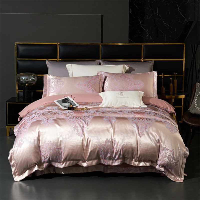 巴塞罗那-轻奢贡缎提花四件套春秋冬不滑床无静电欧式四件套