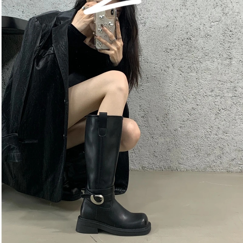 【Ali Lovers】2024秋冬复古擦色美拉德长靴不过膝西部骑士靴