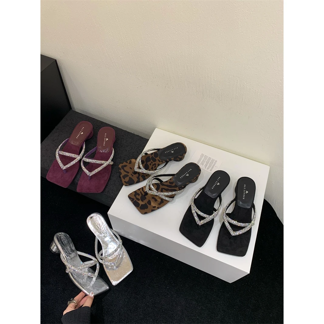 【Ali Lovers】罗马风2024夏季新款休闲百搭方头低跟沙滩外穿女鞋拖