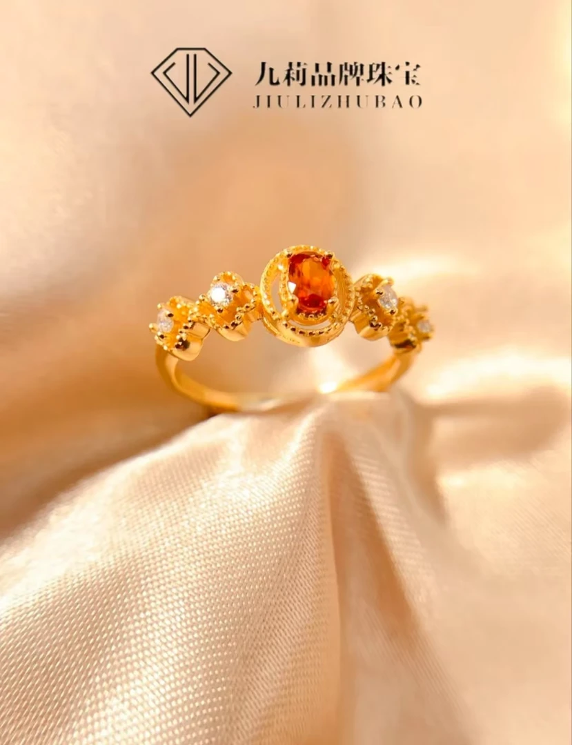 「芬达汽水」天然芬达石榴石戒指个性时尚款s925银