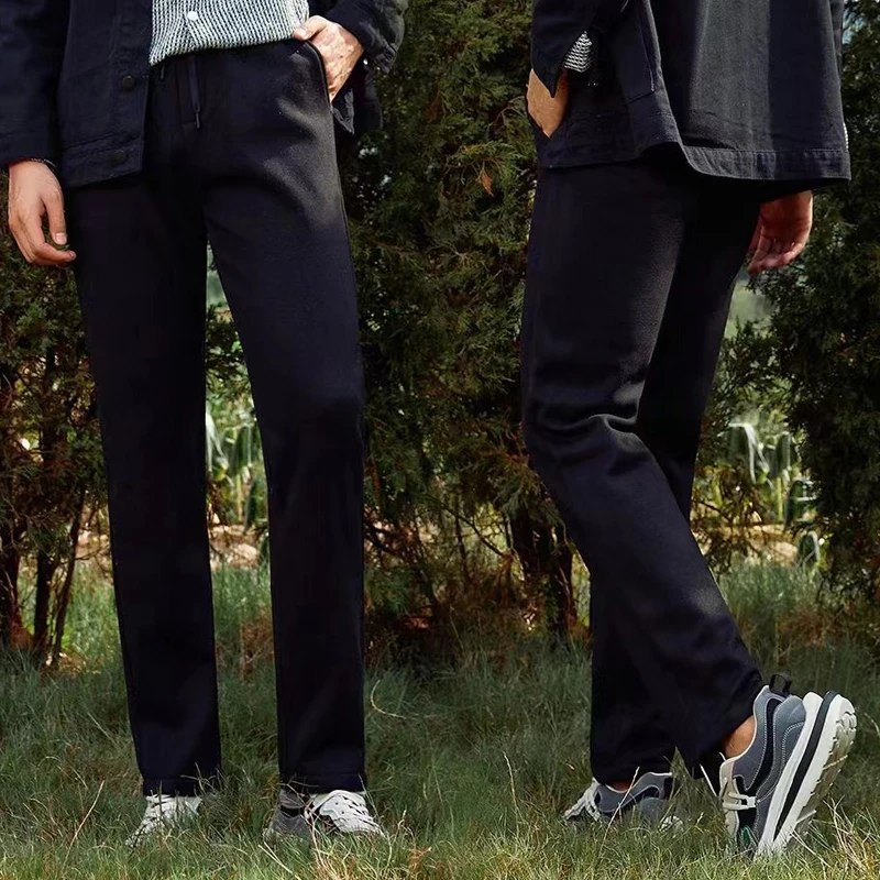 轻奢男款羊毛裤直筒宽松保暖长裤外穿休闲裤子加厚款高腰深档免烫