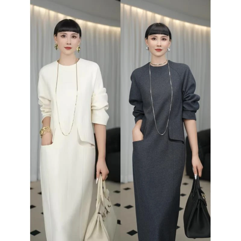 安迪女神裙-精纺羊毛时尚气质宽松版中长款裙H43ZWA0024