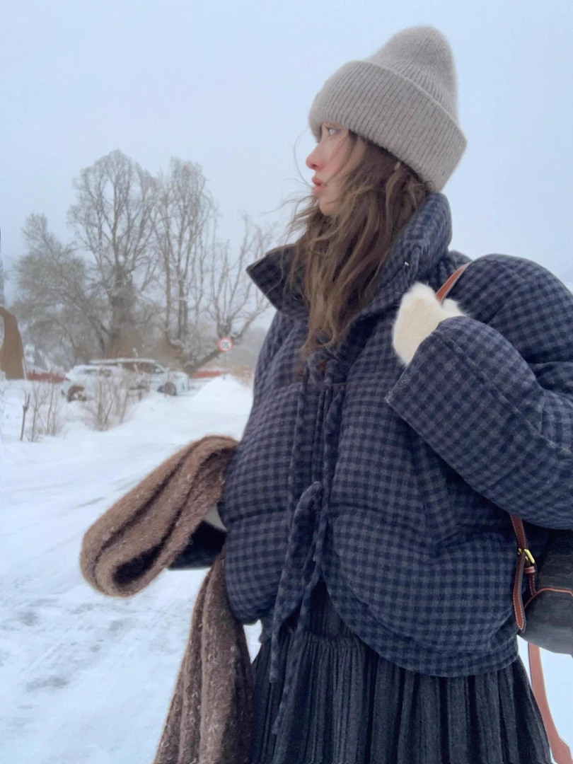 青soolrok 松未韵一 奥兰多secret 磨毛羊毛系带蝴蝶结羽绒服