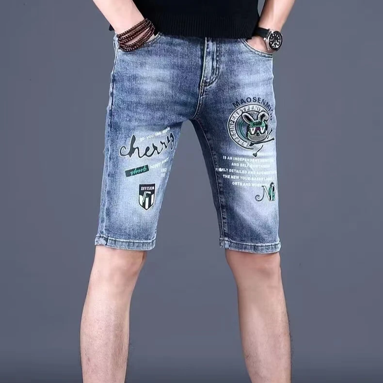 夏季时尚爆款男士潮流宽松薄款休闲百搭直筒修身五分男牛仔裤短裤