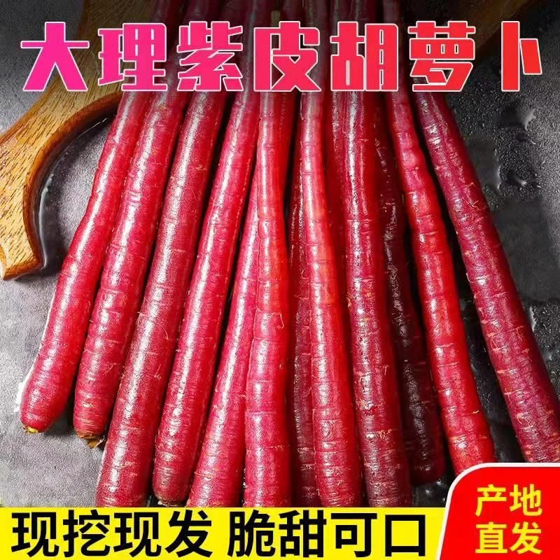 大理紫玉胡萝卜生吃甜脆 5/10斤煮熟紫色微甜花青素萝卜生态农家