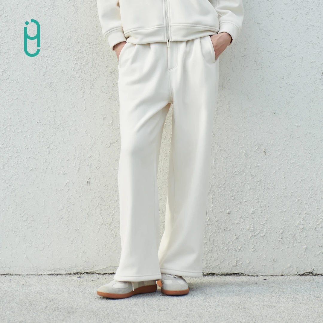 YLI松弛感运动长裤软糯岩石绒蓄热保暖宽松舒适简约直筒休闲裤女