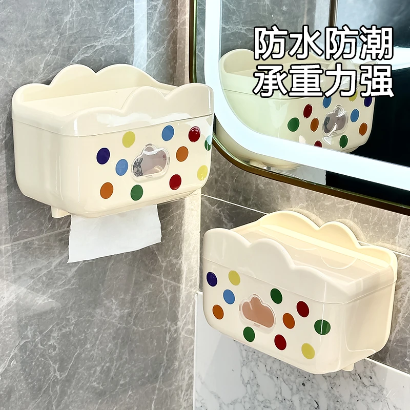高颜值厕所纸巾盒可爱抽纸盒卫生纸置物架抽纸卷纸防水壁挂免打孔