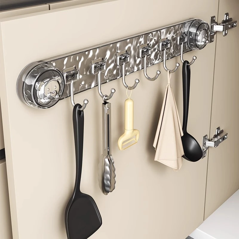 吸盘厨房挂钩免打孔勺子铲子挂钩架厨房橱柜门内侧挂架收纳置物架