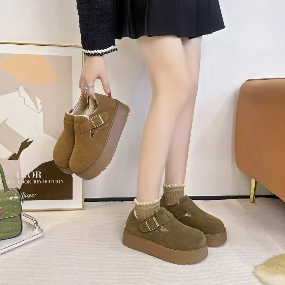 复古磨砂厚底勃肯鞋2024新款舒适百搭懒人鞋豆豆鞋 5650