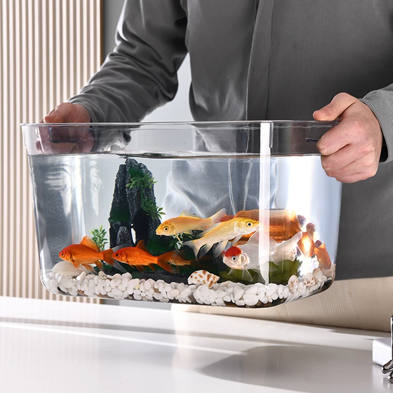 居家客厅透明塑料桌面金鱼热带鱼缸造景生态水草水族养殖箱乌龟缸