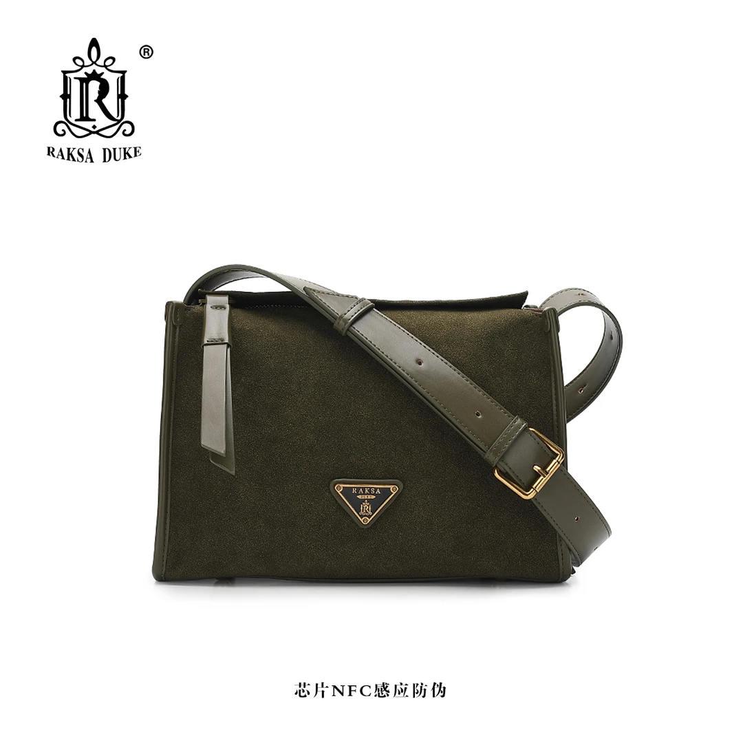 R RAKSA DUKE/罗萨公爵简约时尚休闲经典墨绿单肩包女斜挎包R0810