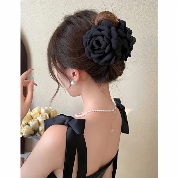 卡洛的玫瑰～浪漫法式复古花朵抓夹高级感小众鲨鱼夹盘头发抓夹