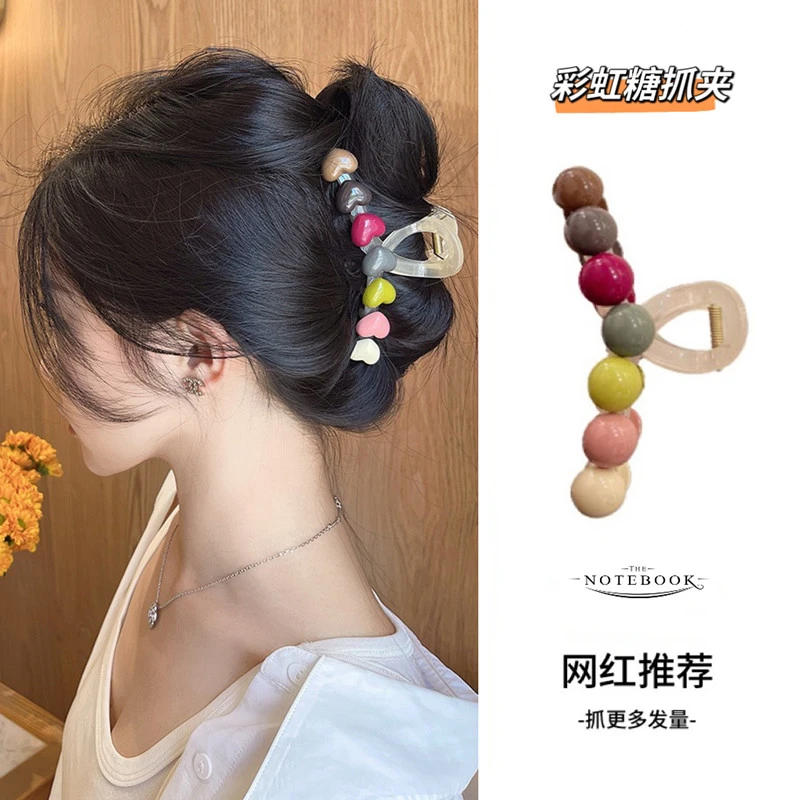 【彩虹糖发夹】ins气质糖果色新款抓夹日系大号网红鲨鱼夹高级感