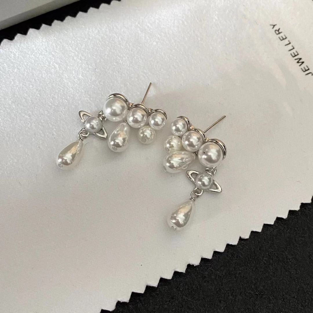 铜合金耳饰 A111 土星流苏精致温柔时尚欧美高级气质耳环轻奢百搭