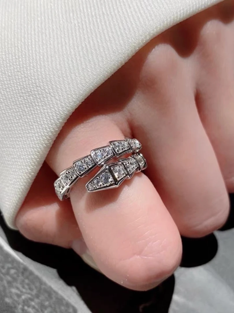 铜合金戒指 D010精致微镶开口可调节食指戒指时尚轻奢百搭戒指女