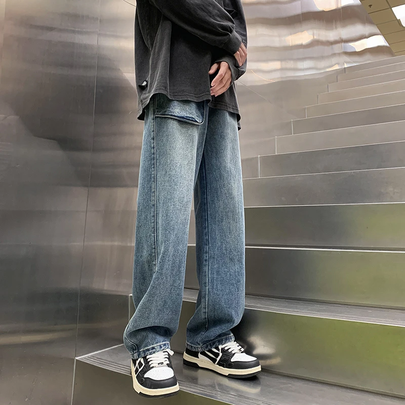 2023春季高街男女同款设计感潮流牛仔裤直筒宽松百搭水洗长裤001