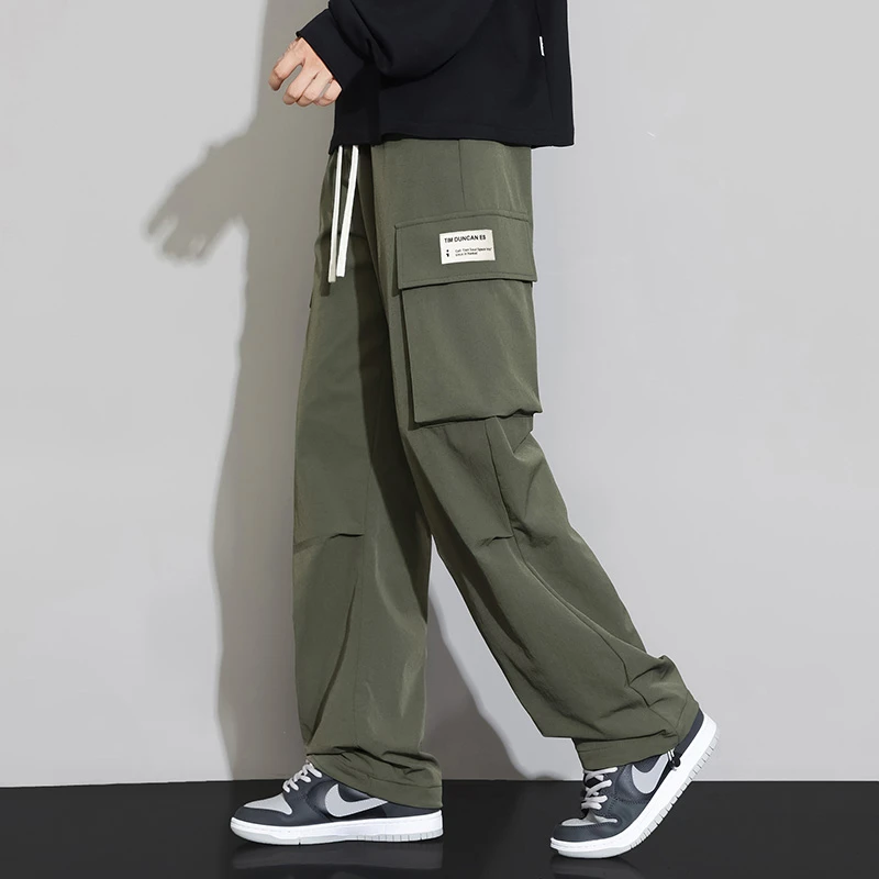 工装大口袋休闲裤男士春夏季机能风户外宽松直筒潮流男款百搭裤子