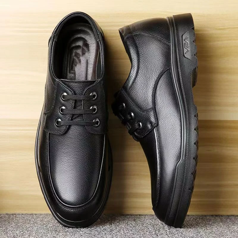 男士商务正装皮鞋软底软春夏秋休闲防滑中老年爸爸鞋百搭软真皮鞋