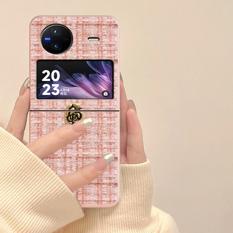 vivoxflip手机壳小香风花XFLIP防摔折叠屏硬壳皮纹潮牌新款保护套