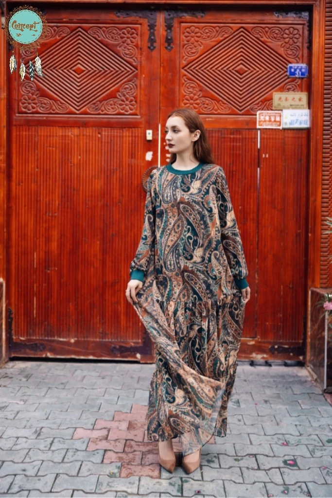 Concept经典腰果花连衣裙3色