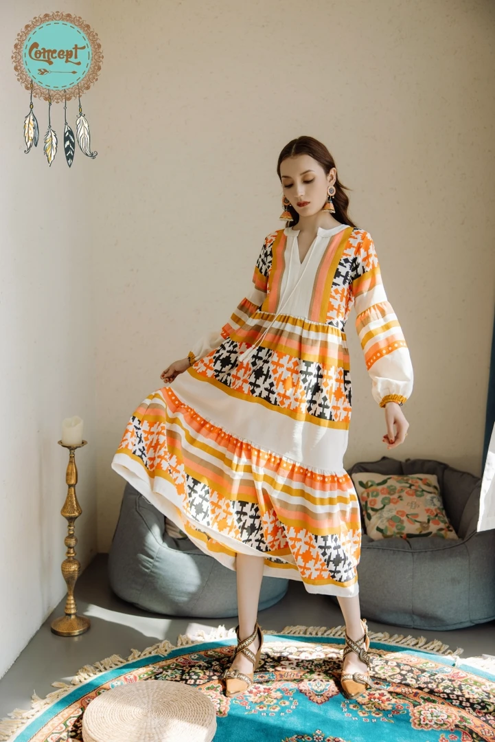 Concept限量款图腾连衣裙