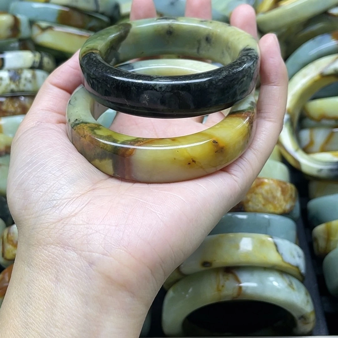 【闪购商品】蛇纹石玉手镯合金诗**期