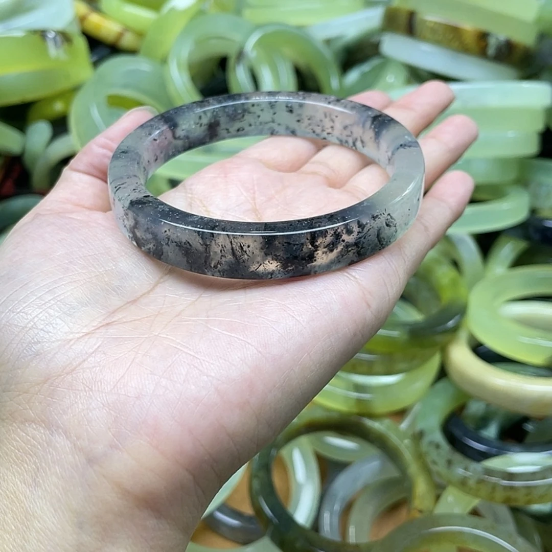 【闪购商品】蛇纹石玉手镯合金吃****皮