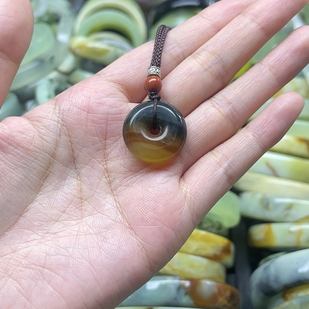 【闪购商品】蛇纹石玉吊坠合金张*