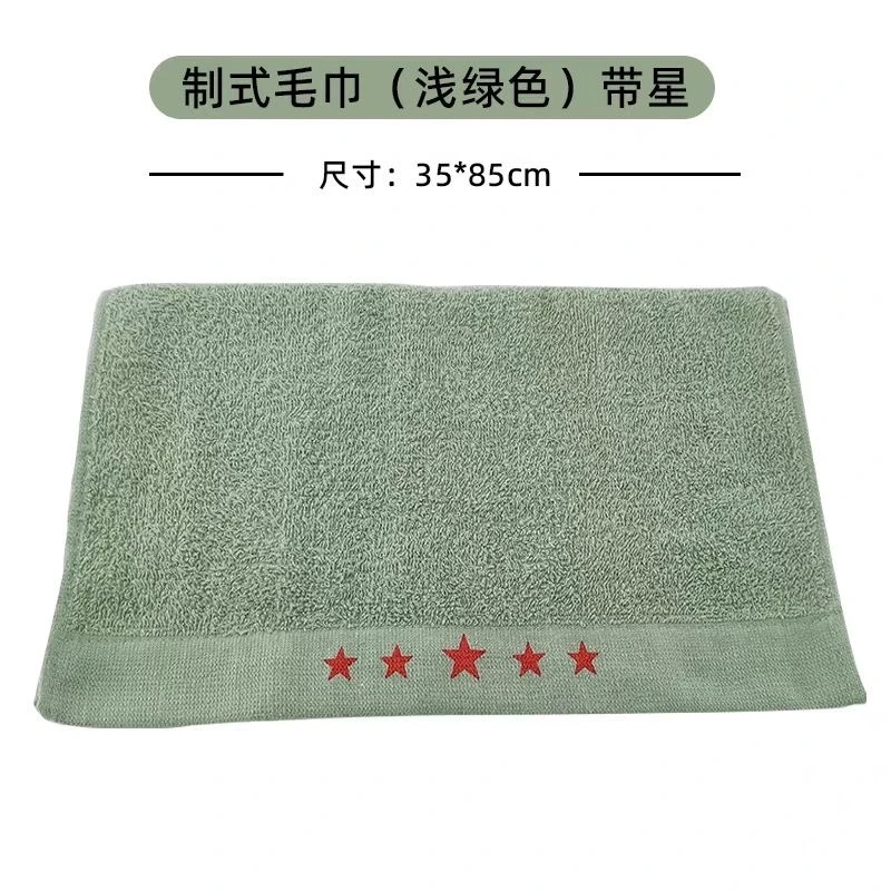 入伍专用(两条装)内务毛巾洗脸吸水不掉毛宿舍军训军绿色浅绿户外