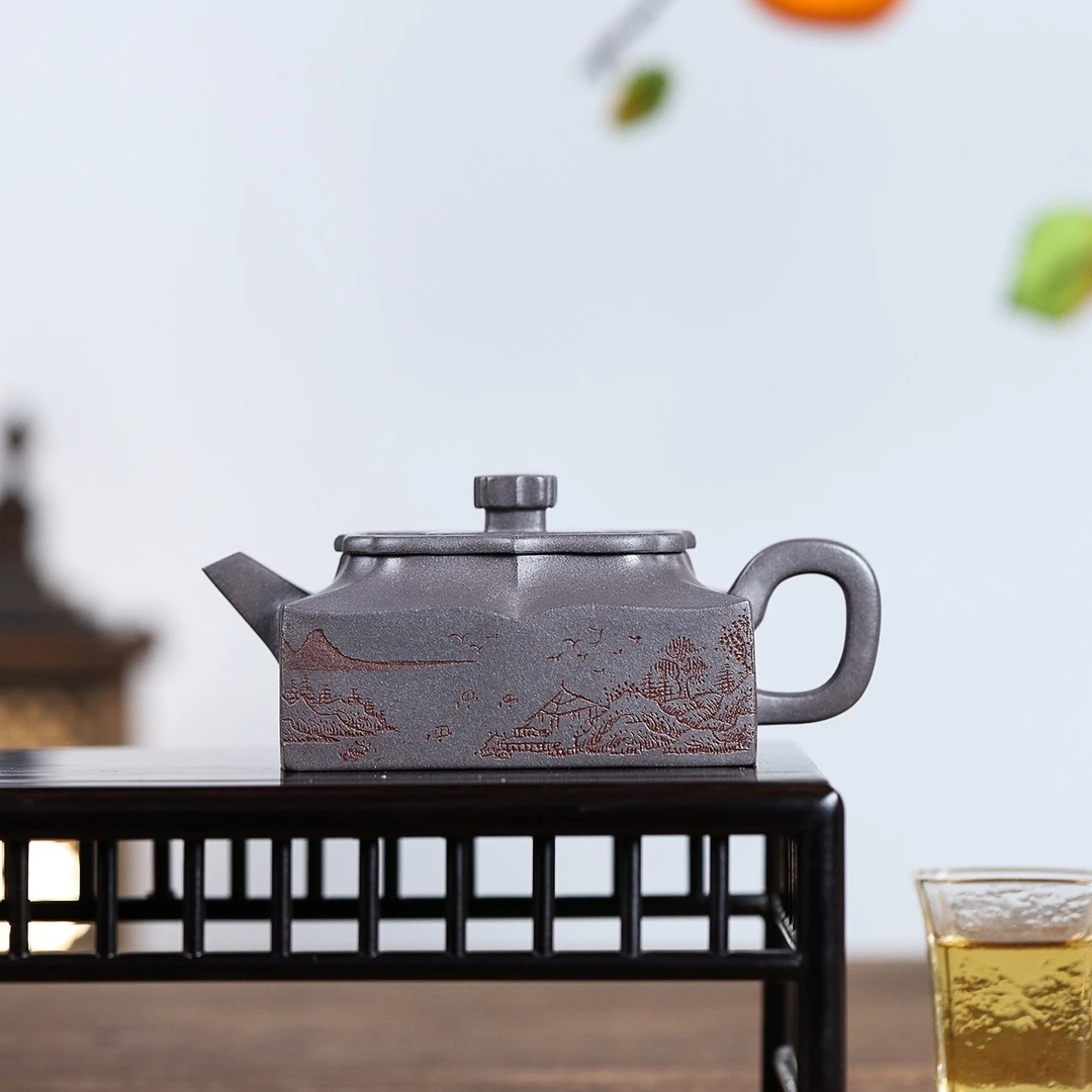 杨菲天青泥方山逸士紫砂壶200cc茶具壶茶具茶壶四方壶宜兴手工 10