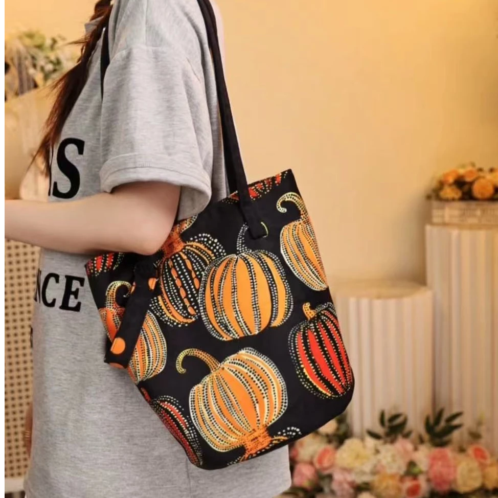 拾嘉/波点南瓜 单肩水桶包复古知性大容量原创科技布包艺术波点风