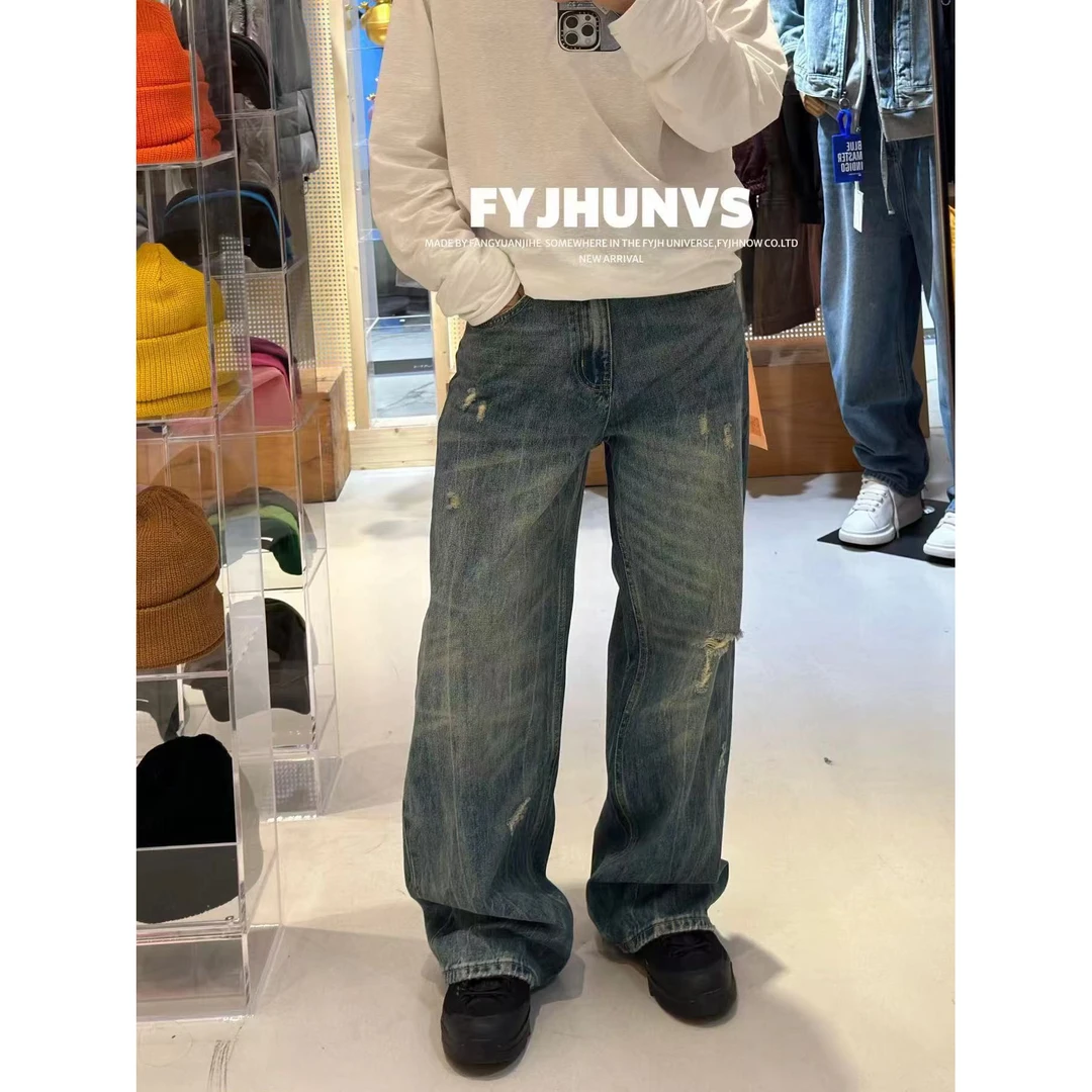 【86771】宽松休闲结构水洗直筒潮流牛仔裤86771*CT