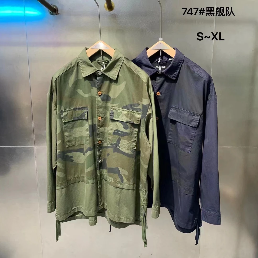 【747】休闲时尚小众设计复古迷彩工装衬衫747 *88
