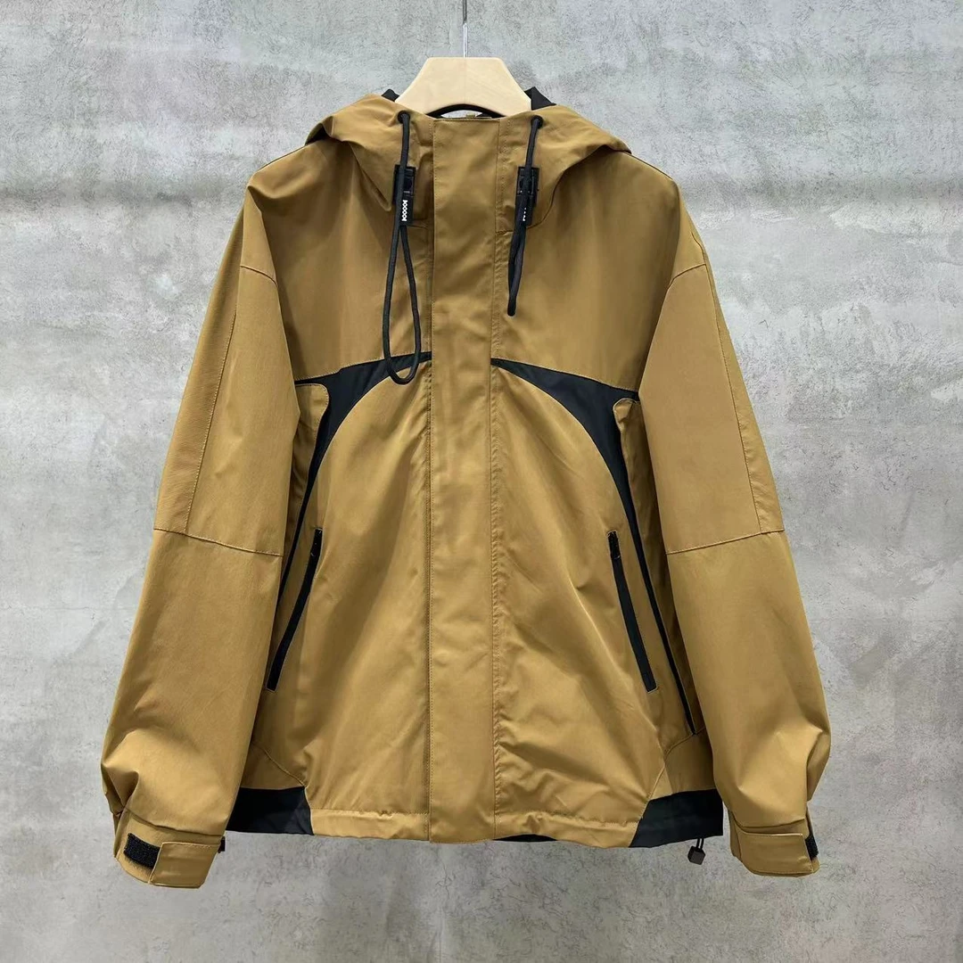 【323】黑咖设计设款拼接撞色连帽夹克*88 323