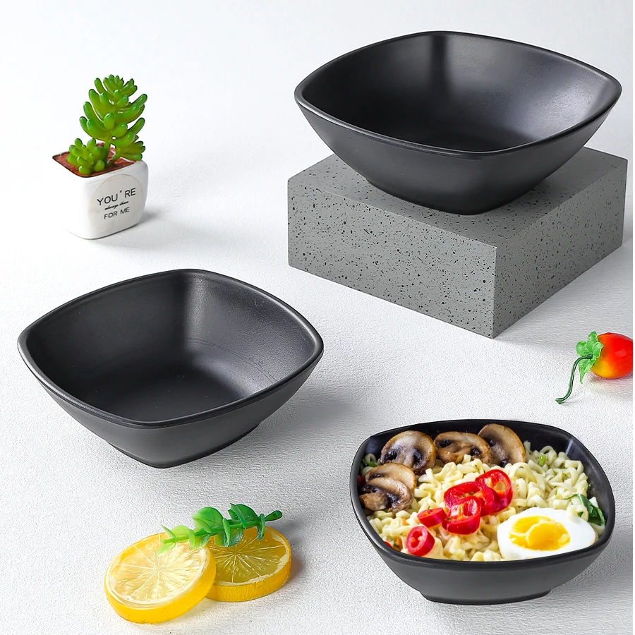 日式四方碗火锅店调料碗密胺仿瓷餐具汤碗塑料粥饭碗商用蘸料小碗