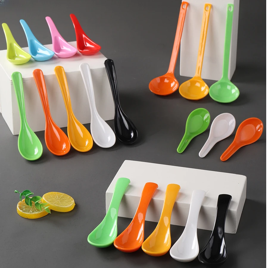 仿瓷塑料小勺子密胺商用餐厅饭店酒店火锅店专用餐具汤勺汤匙调羹