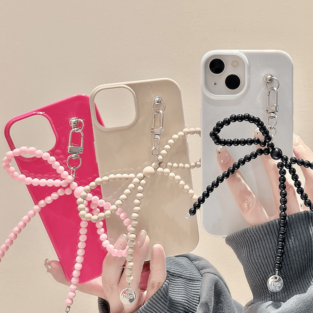 纯色蝴蝶结挂件适用iphone15Promax手机壳苹果14小众女13新款防摔