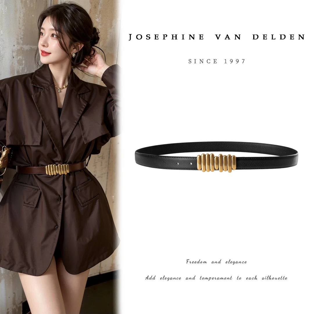 博主推荐款 | 毛毛虫板扣头层牛皮2.3CM宽百搭腰带【12791-双面皮】