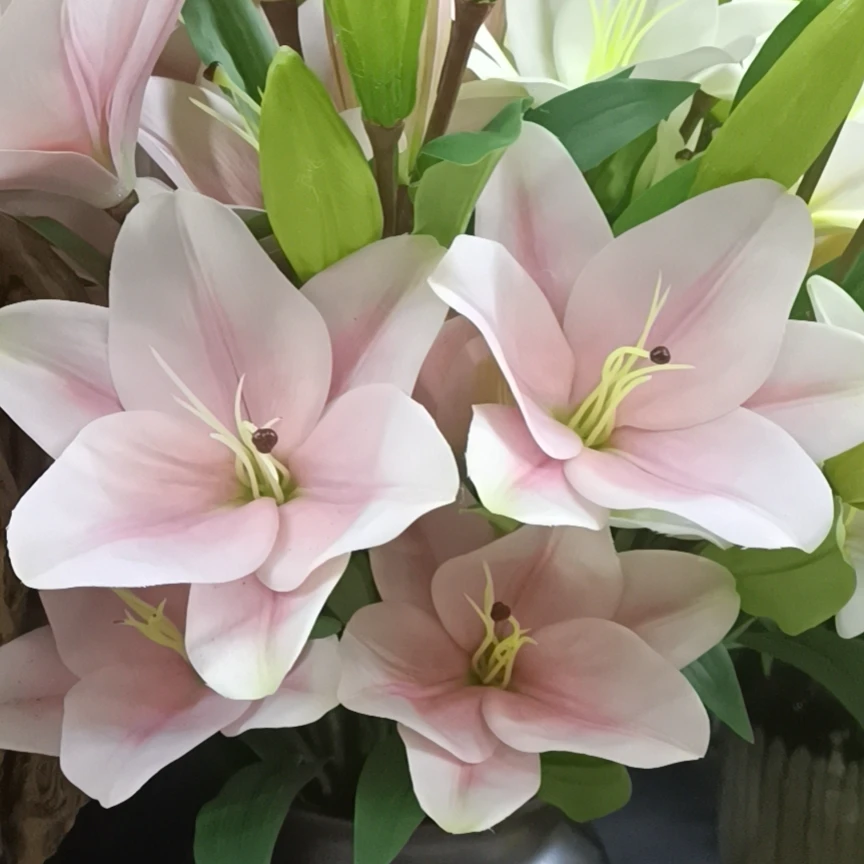 仿真花香水百合装饰花假花绢花客厅摆设桌面餐桌花艺干花花束摆件