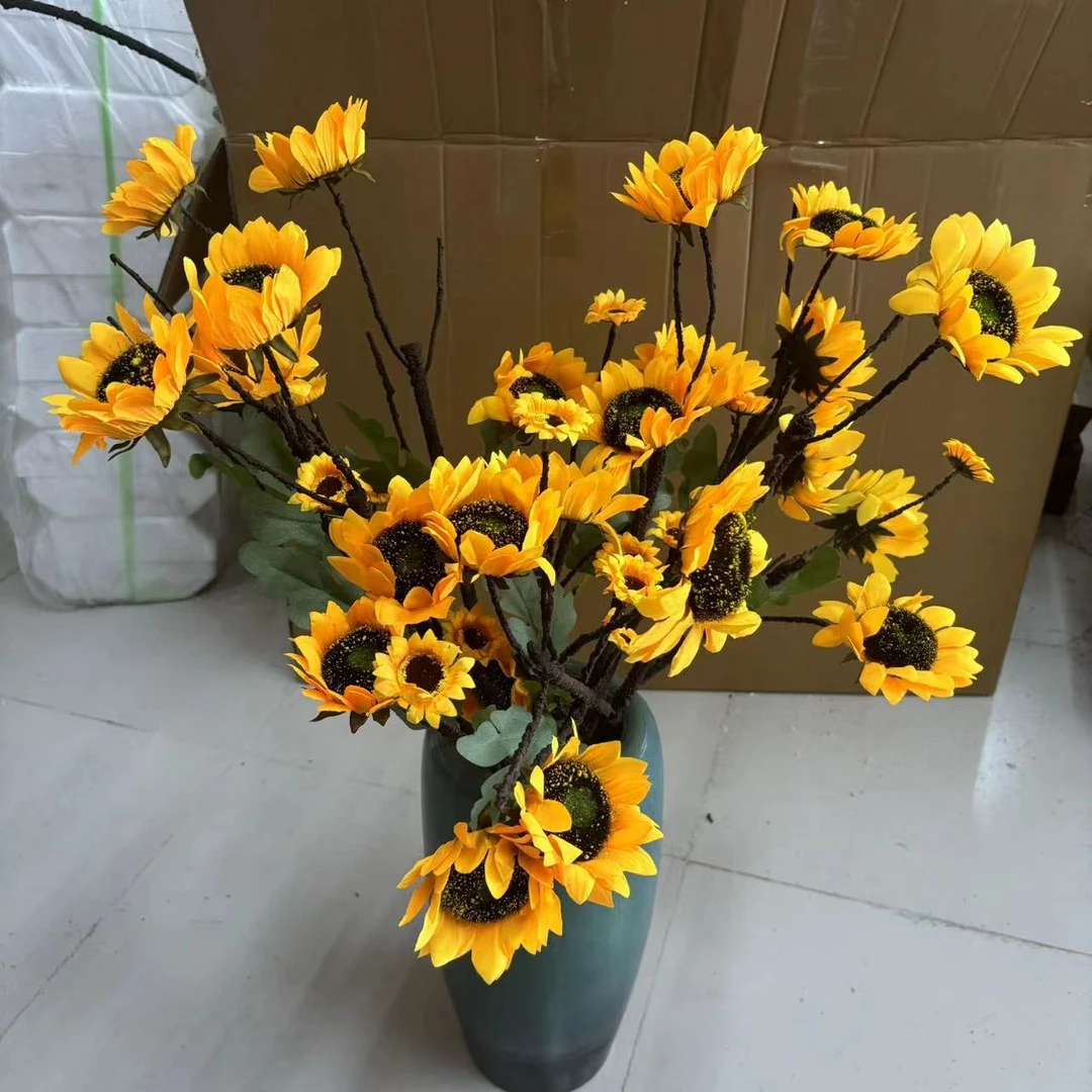 仿真花大向日葵花束假花绢花塑料花太阳花装饰花客厅落地