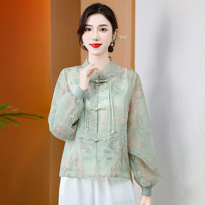 新中式国风刺绣薄款外套女2024春夏新款宽松百搭短款棒球服印花
