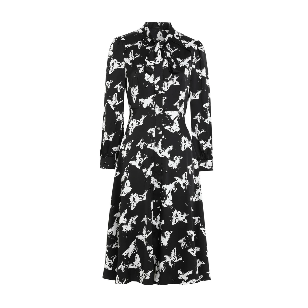 轻职风时尚长款优雅设计师连衣裙长袖长裙