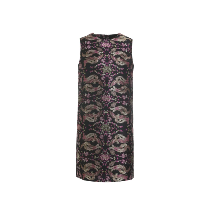 （黎黎粉专属价）L·W画而诗国风中式复古提花桑蚕丝连衣裙LBD85013S